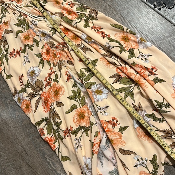 Jaase peach/orange floral bohemian maxi dress with button stern front size XS - Picture 10 of 11